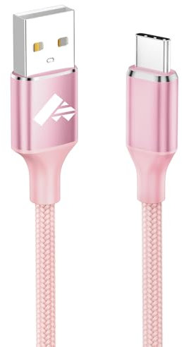 USB C Charger Cable, 2M Type C to USB A, Fast Charge, Nylon, for Samsung Galaxy, iPad, OPPO