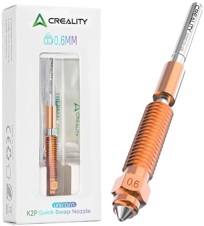 Creality K2/K2 Plus/Hi Combo 0.6mm Nozzle, 3D Printer Nozzle Accessory Replacement, Official Unicorn Quick-Swap Nozzle with Titanium Alloy Throat, Copper Alloy and Hardened Steel for 3D Printer