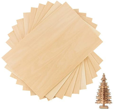 Plywood Sheets, 10PCS Thin Wood Board Sheets, Unfinished Basswood Sheets Board, Density Fiberboard Wooden Sheet Replacements for Home Decoration DIY Crafts Projects Woodcraft Model(300x200x2mm)