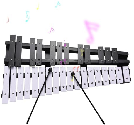 Xylophon, Instrumente mit 5 Mm Dicken Aluminiumtasten. 30-Noten-Xylophon-Instrument. Xylophon für Erwachsene, Sowohl für Anfänger Als Auch für Profis (Schwarz-Weiss)