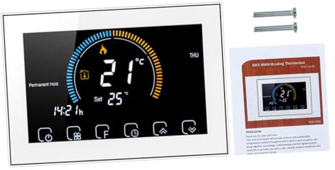 Gadpiparty 1satz Smart Touchscreen Thermostat Bht Fußbodenheizung Intelligenter Temperaturregler Mit Programmierung Großer LCD-Bildschirm Einfache Bedienung Energieeffizient Und