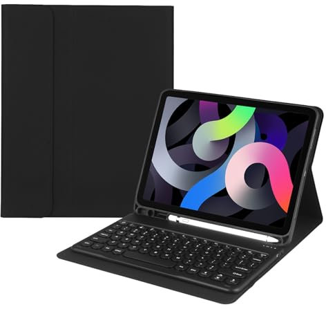 HENGHUI Keyboard Case for Samsung Galaxy Tab S6 Lite 10.4 2024/2022/2020 Keyboard Case Cute Round Key Color Keyboard Wireless Detachable BT Keyboard Cover,Black