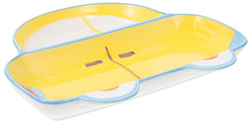 Zerodeko 1pieza Plato Dividido De Cerámica Para Niño Niña Diseño y Divertido Para Snacks y Comidas Para Hogar y Uso Infantil