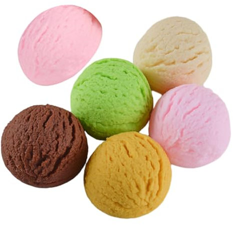 YARNOW 6pcs Realistic Ice Cream Balls Model Fake Ice Cream Props for Display Photography Lifelike Simulation Desserts for Shops and Food Samples