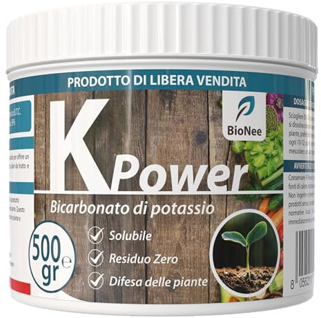 Bicarbonato di Potassio Bio per Agricoltura Naturale e Piante – KPower 500 gr | Contro Oidio, Muffa Grigia, Peronospora, Monilia, Ticchiolatura, Bolla del Pesco, Marciume
