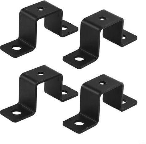 Lot de 2 colliers de serrage carrés en acier au carbone en forme de U pour balcon, balustrade, escalier, poteau de clôture, noir, lot de 2 (4 pièces, 2,5 cm)