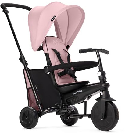 smarTrike STR3 Klappbares Kleinkinder-Dreirad mit Kinderwagen-Zertifizierung für 1,2,3 Jahre - 6 in 1 Mehrstufiges Dreirad, Peach