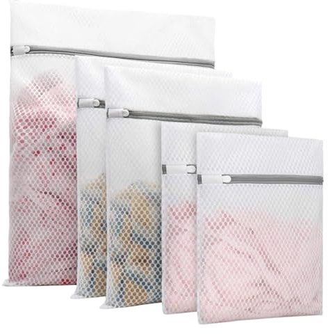 Sacchetti per lavatrice, 5 pezzi, sacchetti per lavatrice per indumenti, sacchetti rete biancheria, per giacche, maglioni, camicie, calzini, jeans, giocattoli di peluche e altro