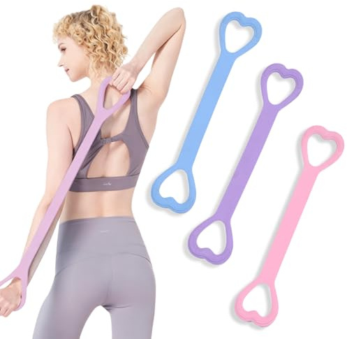 3Pcs Resistance Band Stretch Bands for Women Exercise, 20lb Arm Back Shoulder Exercise Elastic Rope Stretch Fitness Band with Handles, Arm Exerciser for Yoga Pilates 43CM Long