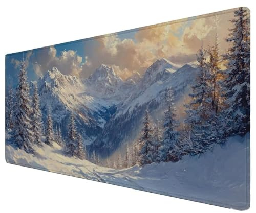 Schreibtischunterlage, Mauspad XXL 500x250x3mm Schnee Wald Mousepad Mit Rutschfester Gummibasis Spezielle Oberfläche wasserdichte, Schutz Büro Schreibtischmatte Computer Laptop für Büro Zuhause Z-917