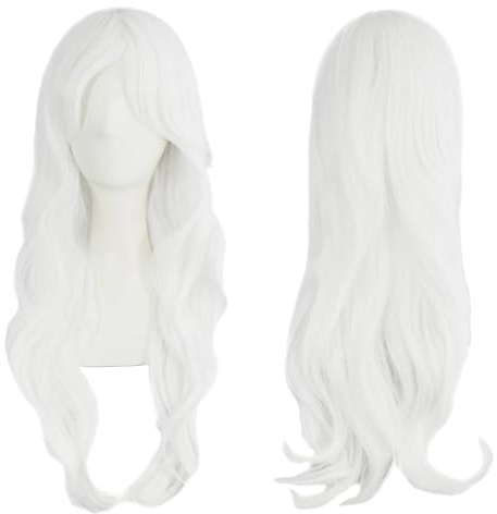 ZXTGBQ 70 cm Charming Cosplay-Perücke, Natürlich Langes Lockig Hohe-Temperatur Faser Perücke, für Anime-Charakter Cosplay, Halloween Kostüm (weiß)