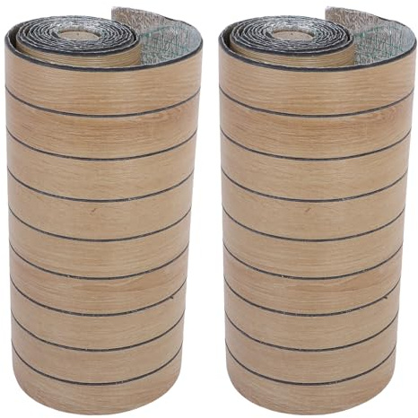 HOMSFOU Paneles Decorativos para Pared Autoadhesivos de 2 Piezas, Textura de Listones 3d en Pet, Impermeables y Resistentes a Impactos para Sala de Estar