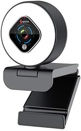 Angetube Streaming Webcam 1080P with Ring Light, HD Web camera for PC | Digital Zoom Autofocus for Computer PC Laptop Mac - Webcam with Microphone USB Web Cam for Gaming