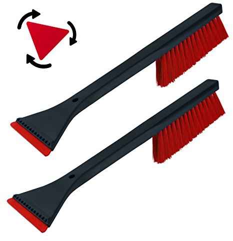 L&P A060 2 Stück Eiskratzer Murska Auto Eisschaber 365mm Dreieck Schaber Schneebesen Schneebürste HIPS lang Schneefeger Bürste Besen Feger Original Finnland TOP Qualität (2 Stück Schwarz Rot)
