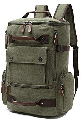 Canvas Backpack with 15.6 Laptop Compartment - Ideal for Men & Women Multiple Pockets for Travel, Outdoor Activities, and School Use Green