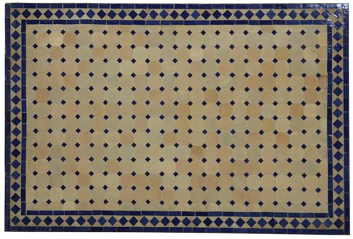 Casa Moro Mosaiktisch 120x80 cm – Esstisch Fliesentisch Gartentisch Tisch Esszimmer Küche Wohnzimmer Zellige-Fliesen Marokko (Blau-Terracotta)