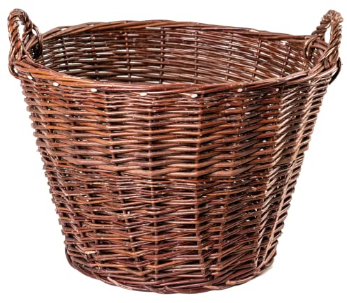 MIKONI Weidenkorb Ø 40 cm Kaminholzkorb Kartoffelkorb Obstkorb Gartenkorb