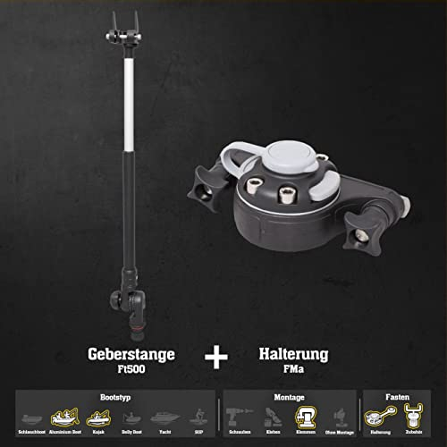 Set: Fasten Teleskop Geberstange + Halterung [C-Shaped Basis] Vertikal für Kajak