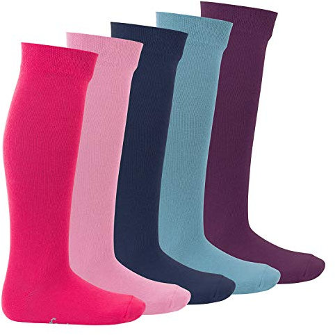 Footstar EVERYDAY! 5 paia di calzini lunghi per bambini e ragazze Basic per bambini alti al ginocchio, Sweet Colours, 31-34
