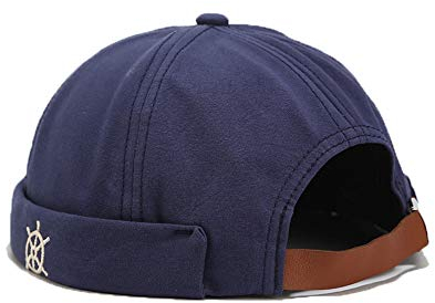 Docker Cap Hüte Skullcap Beanie Worker Sailor Cap Brimless Cap Retro Rolled Cuff, Dzm32*blau, Einheitsgröße