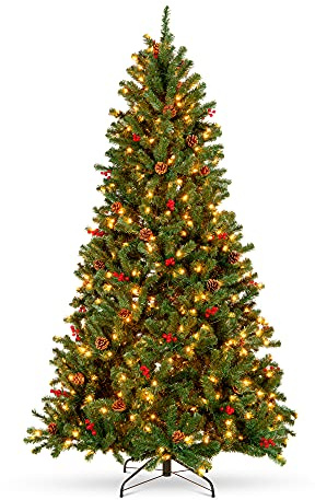 Best Choice Products 6ft Pre-Lit Pre-Decorated Spruce Hinged Artificial Christmas Tree w/ 798 Tips, Pinecones, Berries, 250 Lights, Metal Base