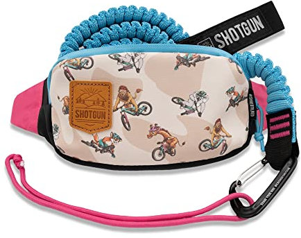 Kids Ride Shotgun- Kids MTB Hip Pack - All Weather Bike Riding Bag | Storage Tow Rope Bike Attachment | Fanny Pack For Snacks, Toys, Drinks | Dual Pockets and Zippers (Shred Til Bed Hip Pack Combo, 2)