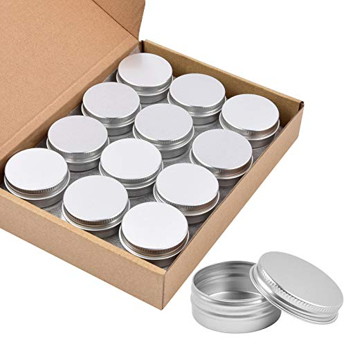 Aluminum Tin Cans, Sopito 24pcs 15ml/0.5oz Metal Round Tins Screw Lid Containers Small Empty Storage Travel Jars Containers for Lip Balm, Lotion, Cream, Mini Candles, Cosmetics