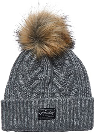 Superdry Damen Luxuriöse Beaniemütze mit Zopfmuster