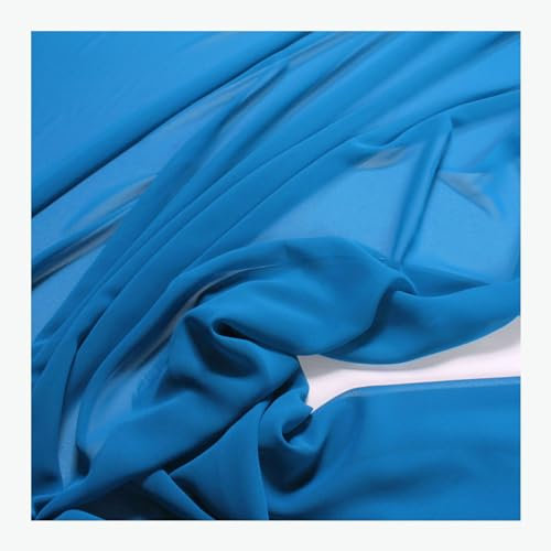 Stoff am Stück Stoff Polyester Crêpe de Chine sehr leicht aqua knitterarm