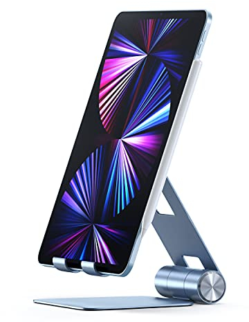 SATECHI Soporte Tablet Plegable en Aluminio R1, Soporte Móvil iPhone Antideslizante, Diseño Elegante para Oficina, Compatibilidad Universal con Móviles y Tabletas de hasta 13 Pulgadas – Azul