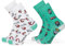 2 Paar Lustige Socken | gemusterte Socken mit verschiedenen Motiven und Farben | Mit Piqué-Komfortbund | Aus Baumwolle, Polyamid und Elasthan Farbe Medizin Größe 36-41