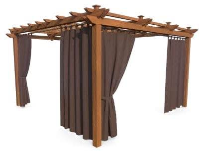 HOME DEKO Terrassenvorhang, Wasserdichter Gartenvorhang für Terrasse, Balkon, Pergola & Pavillon, Schlaufen mit Klettverschluss, Schutz vor Sonne, Regen & Wind, Braun, 240 x 155 cm, 2 Stück