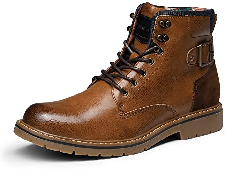 Bruno Marc Herren Motorrad Stiefel Schnürstiefel Klassische Chukka Boots Biker Freizeitschuhe,Size 42,Braun,SBBO2215M-E