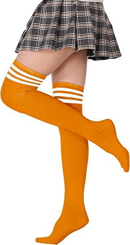 FGFD&OU Calze da Donna Sopra il Ginocchio Calzini Lunghi Termici Calze Natalizie Calze Stivali Alta Cosplay Calze di Coscia Retro per Lady e Ragazze (1pair-Giallo)
