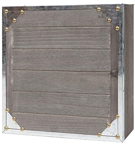 Mendler Schlüsselkasten Virginia, Schlüsselschrank Holzbox, Shabby-Look Vintage 27x27x6cm - grau-braun