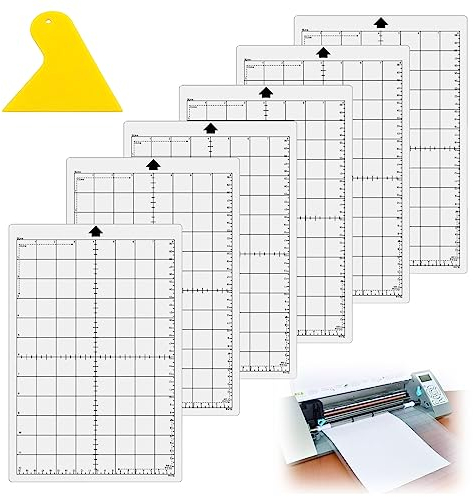 6 Stück Schneidematte Set: 12x8 Zoll Klare Bastelunterlage Selbstheilend Schneideunterlage Ersatz Schneidematte Rutschfeste Schnittmatte Gerasterte Klebrig Matte Plotter Schneidunterlage