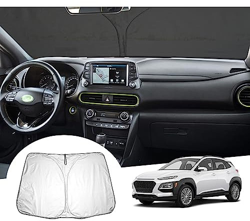 GAFAT Compatible con Hyundai Kona Hybrid/N Line/EV 2017-2023 Protección Solar Eléctrica para Parabrisas Interior, Kona 2022 Parasol, Parasol Enfriamiento, Protección UV, Kona Accesorios