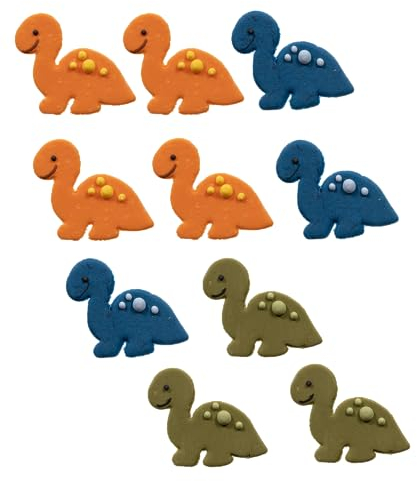 kunterbunte Dinoworld mit 10 Dinos aus Fonadant - Dino-Mix für kleine und große Dinofans - Zuckerdekor für Muffins, Torten, Kuchen - Tortendekoration zum Kindergeburtstag