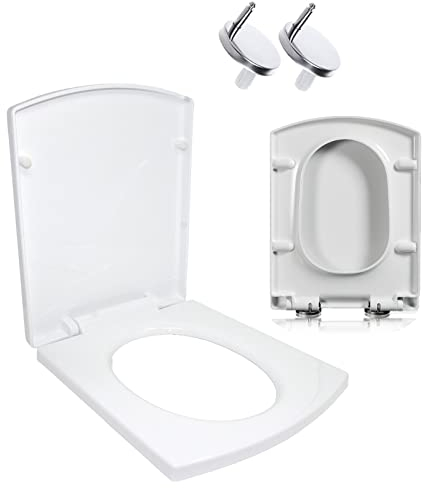 Abattant WC carré, Cuvette Toilette avec Frein de Chute, Lunette WC avec Fermeture en Douceur, Lunette de Toilette Blanche Universelle,37 * 47cm