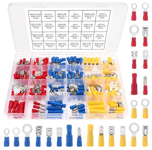 YIXISI 170 Stücke Crimp Terminals Sortiment Set, Elektrische Kabelschuhe, Quetschverbinder Set, für Elektrische Verkabelung