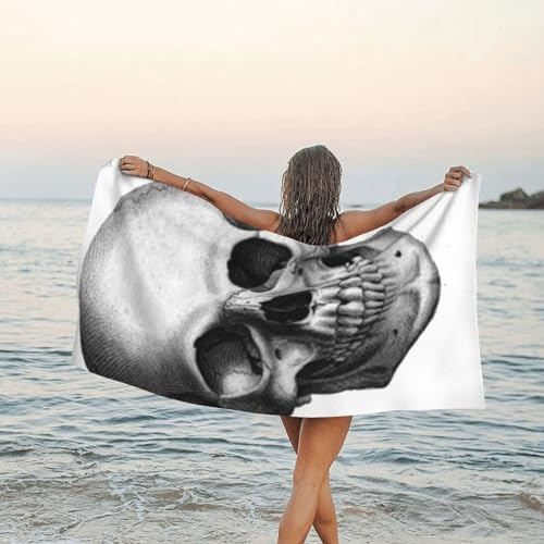 SYLALE Badetuch mit Totenkopf-Motiv, Mikrofaser, schnelltrocknend, 70 x 140 cm, perfekt für Bad, Strand und Reisen