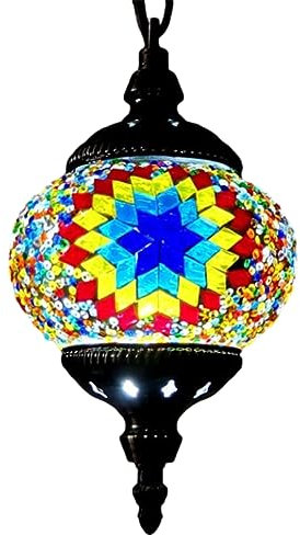 Cymwer Türkisch-marokkanisches Mosaik, handgefertigte Mosaik-Hänge-Deckenlampe, 12,7 cm Durchmesser, dekorative Glaskugel-Leuchte mit Lampenschirm, Wohnzimmer, Schlafzimmer, Heimdekoration,