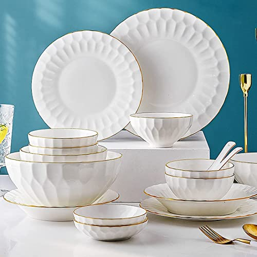 Juego de vajilla de porcelana fina, juegos de platos y cuencos plato llano, servicio de vajilla de porcelana para 10 personas
