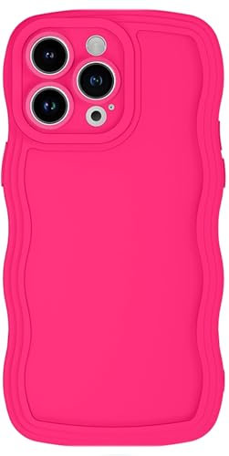 miyonsin Coque Silicone pour iPhone XR, Qualité Supérieure Protection Étui Housse Anti-Chocs, Housse Femmes Filles Mignon Couleur Pure Cadre Ondulé Bouclé Coque, Rouge Rosé