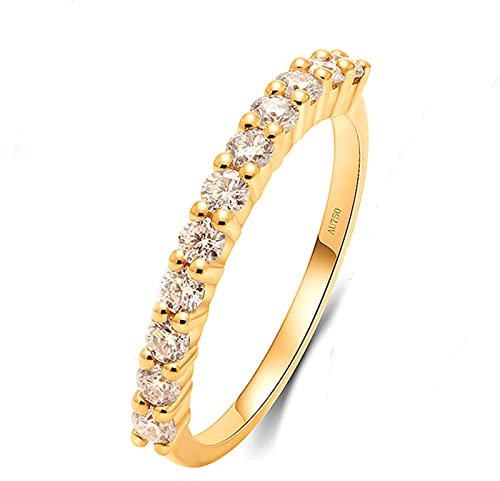 Lieson Trauringe für Frauen, Damen Ring 585 Gold 14K Vorsteckring Rund Diamant mit 0.03ct Eheringe Gelbgold Gr. 53 (16.9)