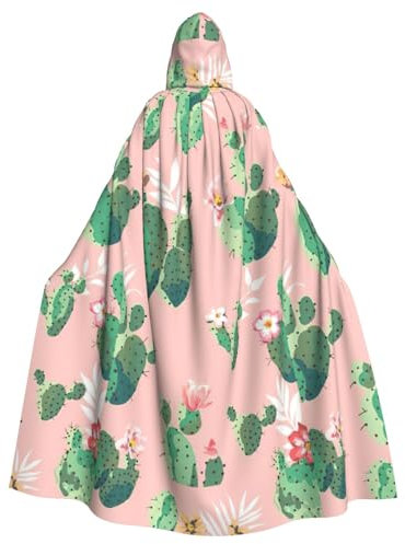 NEZIH Karnevalsumhang mit Kapuze, für Erwachsene, Vampir- und Hexenkostüm, Umhang, 185 cm, Größe XL, Kaktus