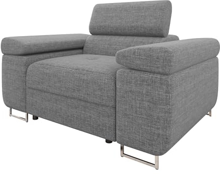 Mirjan24 Sofa Torezio I mit Verstellbarer Kopfstütze (Lux 05) | Geräumige Couch mit gesteppter Sitzfläche, gepolstertem Rücken und verchromten Metallfüßen