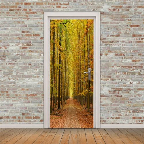 TürPoster Ahornblattwald 3D Türaufkleber PVC Türfolie Türtapete Selbstklebend DIY Türbild für Küche Schlafzimmer Dekoration, 47.5x215cmx2pcs