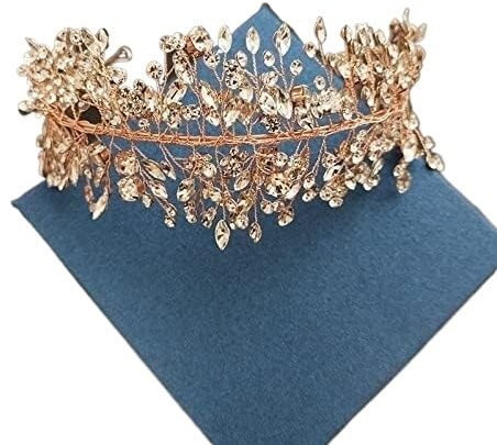 Kopfbedeckungen for Damen, Haarschmuck, Krone, Diademe for Damen, 3 Farben, Kristall-Strasssteine, Braut-Tiara, Stirnband, Hochzeitskrone, Haar-Accessoires, Brautjungfern, Damenschmuck(Rose Gold)