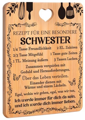 Geschenke für Schwester, Schwester Geschenke,Geburtstagsgeschenke für Schwester, Bambus Schneidebrett, Geschenke für Schwester von der Schwester Bruder, Weihnachtsgeschenke für Schwester